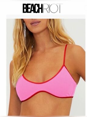 Beach Riot Leona Contrast Binding
Bikini Pink  with Red Trim Sz M NWT 98$